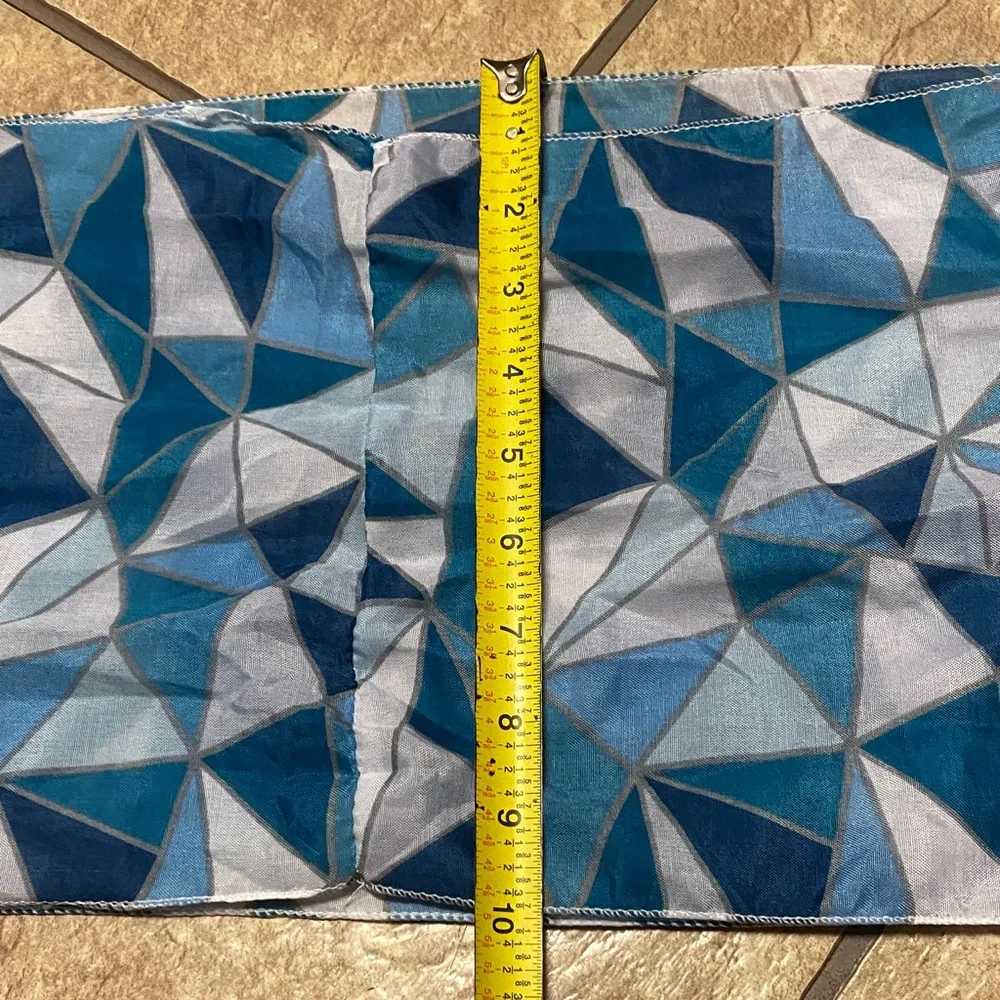 Geometric Blue and Gray Infinity Scarf Spring Summer Fall Accessorize Academia
